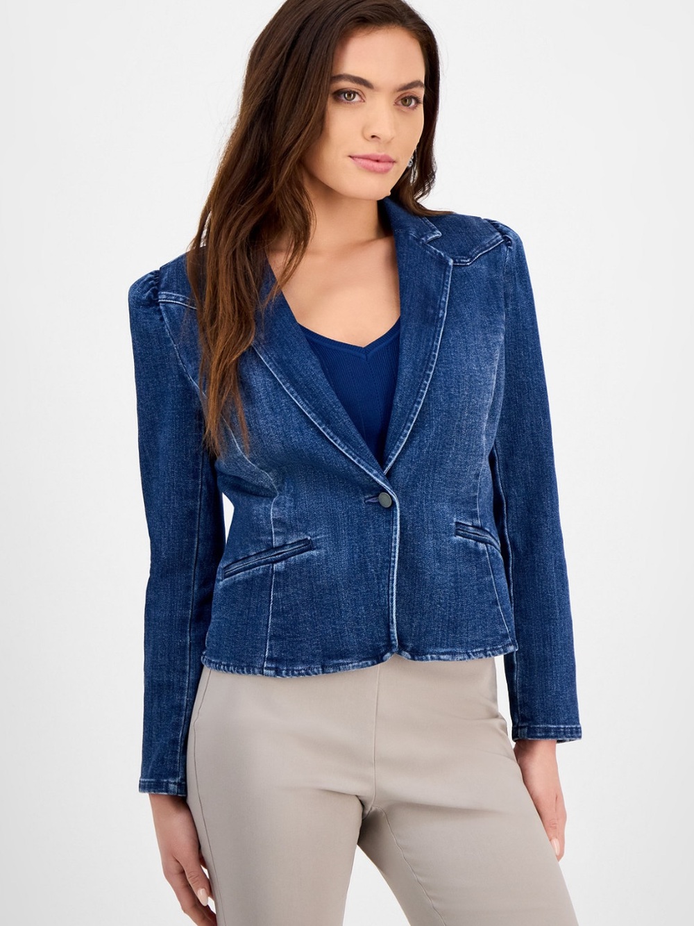 INC International Concepts Indigo Denim Blazer Jacket